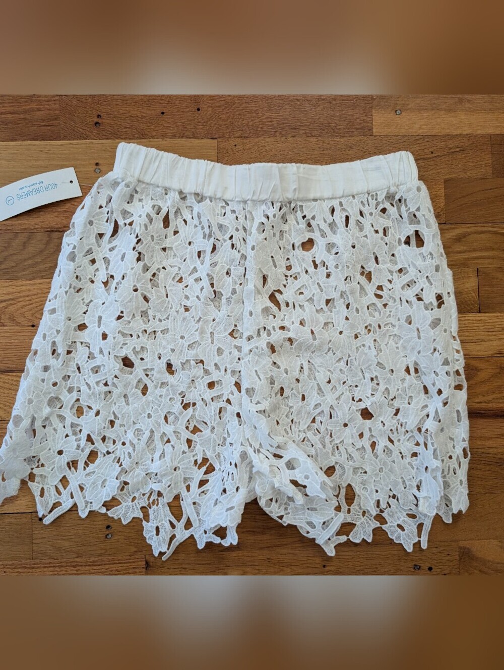 NWT 4Our Dreamers White Lace Crochet Cover-Up Shorts